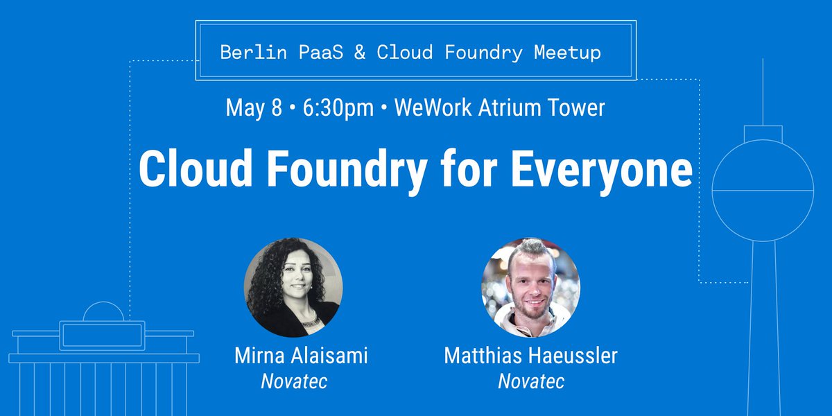 CTCBerlin's tweet image. Hey there - don&apos;t miss the talk &apos;Cloud Foundry for Everyone&apos; presented by @alaisamiM and @maeddes from #Novatec at our next #PaaS &amp;amp; #CloudFoundry Meetup on May 8. 

More info and your chance to register: j.mp/2GeEbIa

#CloudFoundry #DevOps #PaaS #Engineers