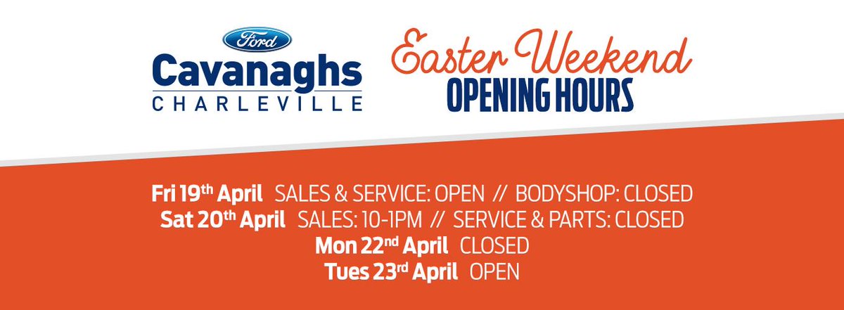 Our Easter Opening Times for Charleville