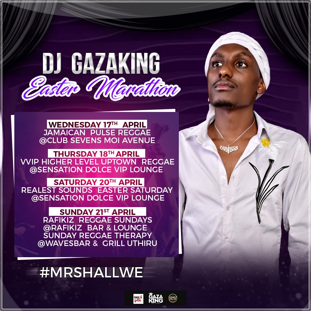 DjGazaking's tweet photo. Checkout the full programe of #EasterMarathon
#MrShallWe
#AfricanRockStar https://t.co/wnVFzC61UA