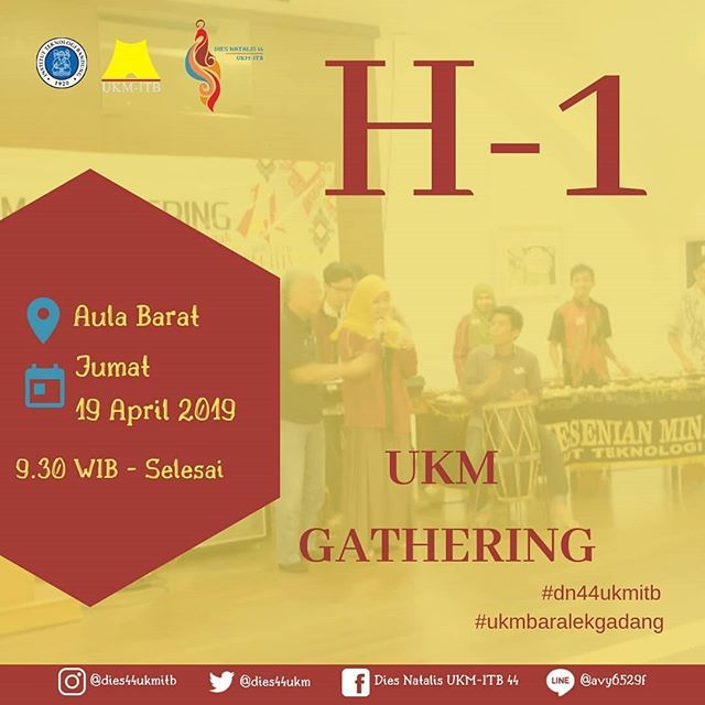 dies44ukm's tweet photo. [UKM GATHERING]
.
Salah satu Pre-Event Dies Natalis 44 UKM-ITB adalah UKM Gathering. Pre Event ini akan diselenggarakan pada:

Jumat, 19 April 2019
Aula Barat ITB
09.30 WIB sampai selesai
.
Pada UKM Gathering ini akan dilakukan silaturahim dengan alumni-… https://t.co/10E05gHxB3 https://t.co/buBtwN12I8
