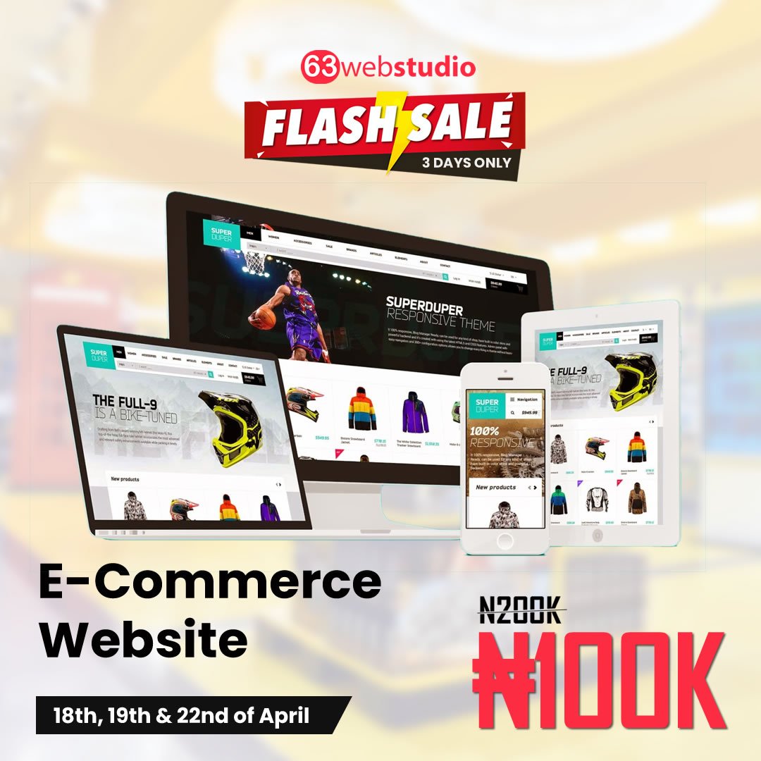 63WebStudio's tweet image. For just 3 Days, get any of our website plans for half the price.

You&apos;ll never find best quality at this price, grab this offer now.

Visit | 63webstudio.com

For Further inquiries, Call 08129496583

*Offer ends 22nd of April.

#63WebStudio #FLASHSALE #Webdesign #webdev