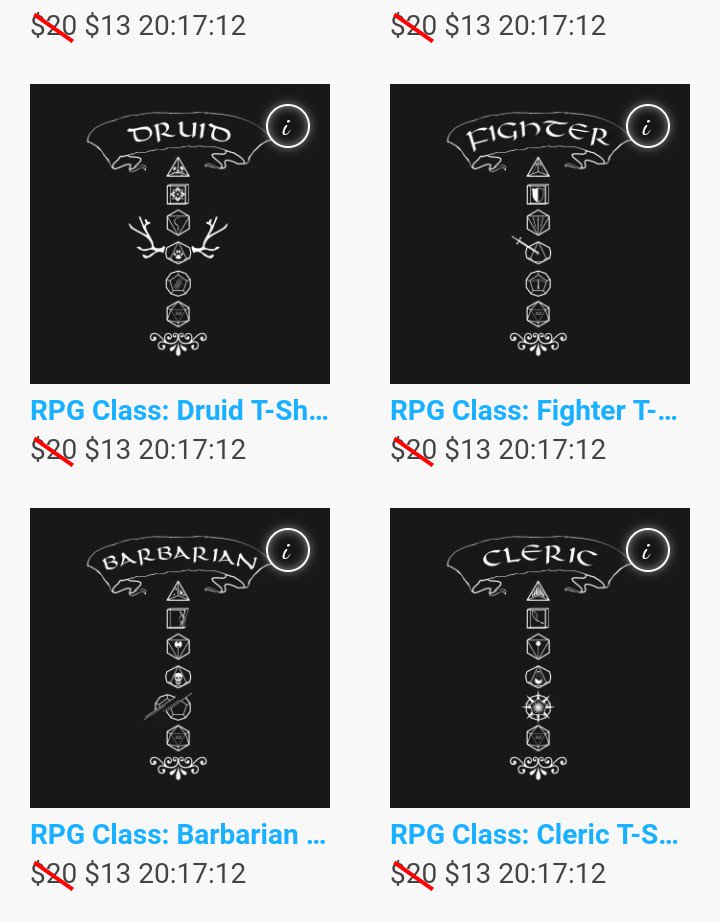 PlusOneDesigns's tweet photo. Finally! It's the Easter sale and it's 30% off everything!
https://t.co/pv73zet8S8

#DnD5e #dungeonsanddragons #RPG #CriticalRole #pathfinder #fantasy #magic #apparel #buymyshirt #dnd
#DnDLive2019
#wafflecrew
#Fighter #druid #wizard #warlock #bard #barbarian #cleric #paladin https://t.co/1zLvojWEIO
