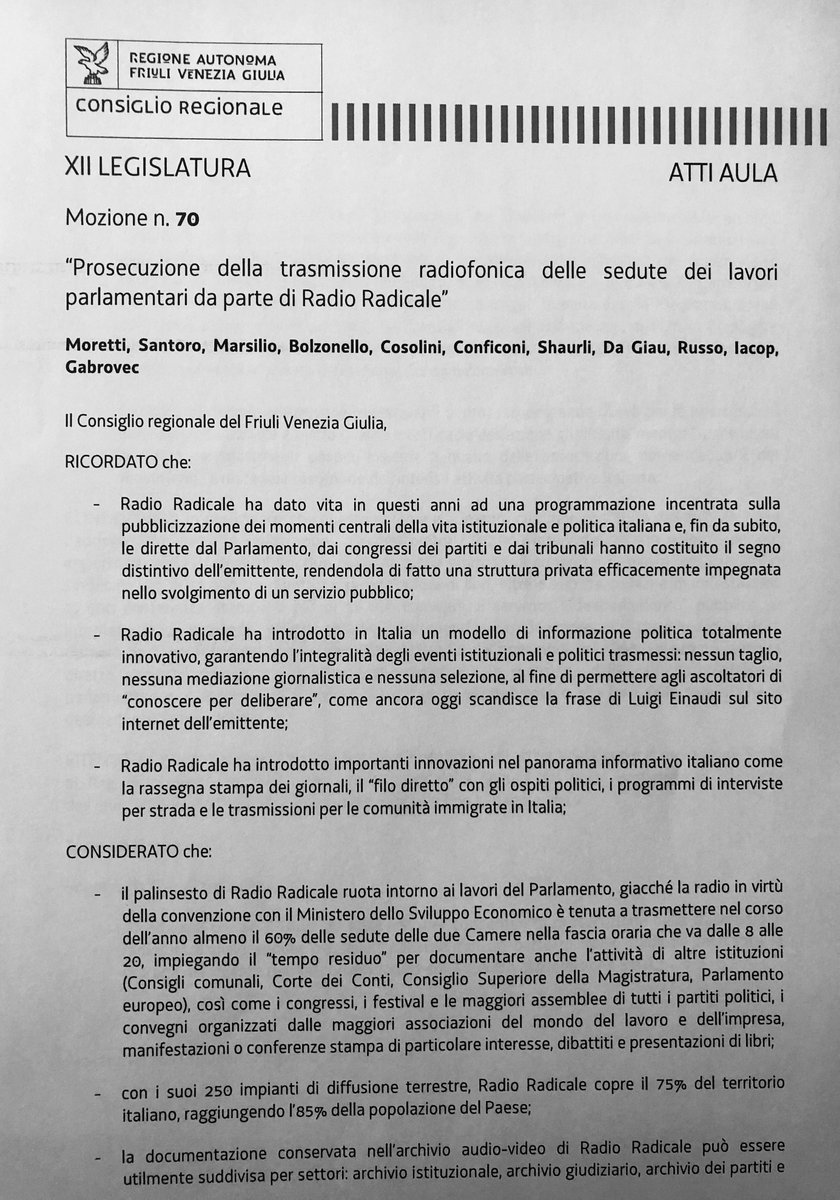 «Chiudere Radio Radicale significa spegnere una parte della democrazia italiana. Il perché lo si capisce facilmente: le voci libere della nostra democrazia danno fastidio». <a href="/diegomorett1/">Diego Moretti</a>