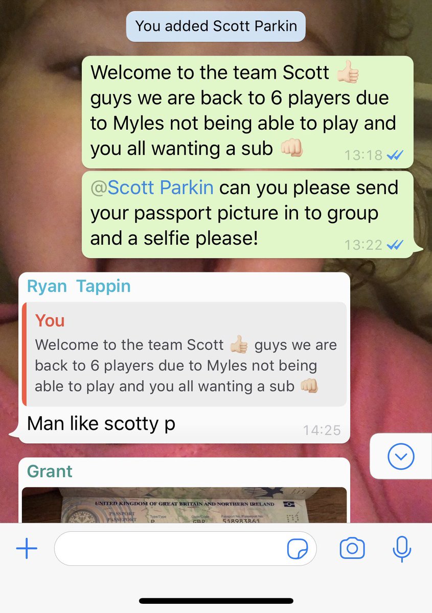 LewParkin's tweet photo. When you invite a new player to your Belfast team, and play a prank on him and ask for a selfie as everyone else as done it ๐ #sorrybro #belfastteam #evilgenius #naughtyselfie @ScottyParkin91 @TaylerParkin2 @ryantappin10 https://t.co/On3GyTGXFA