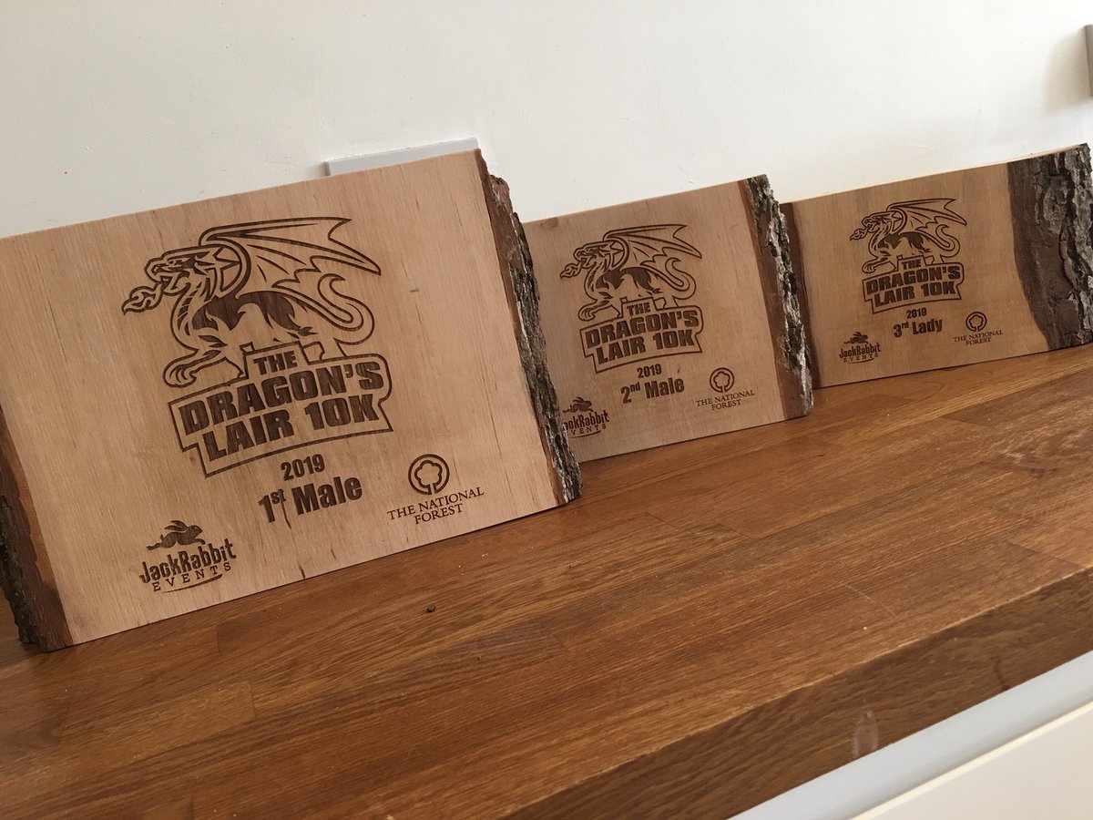 RunJackRabbit's tweet image. We love our new @NatForestCo #DragonsLair10K trophies, laser etched by @theTbirdShop #UkRunChat