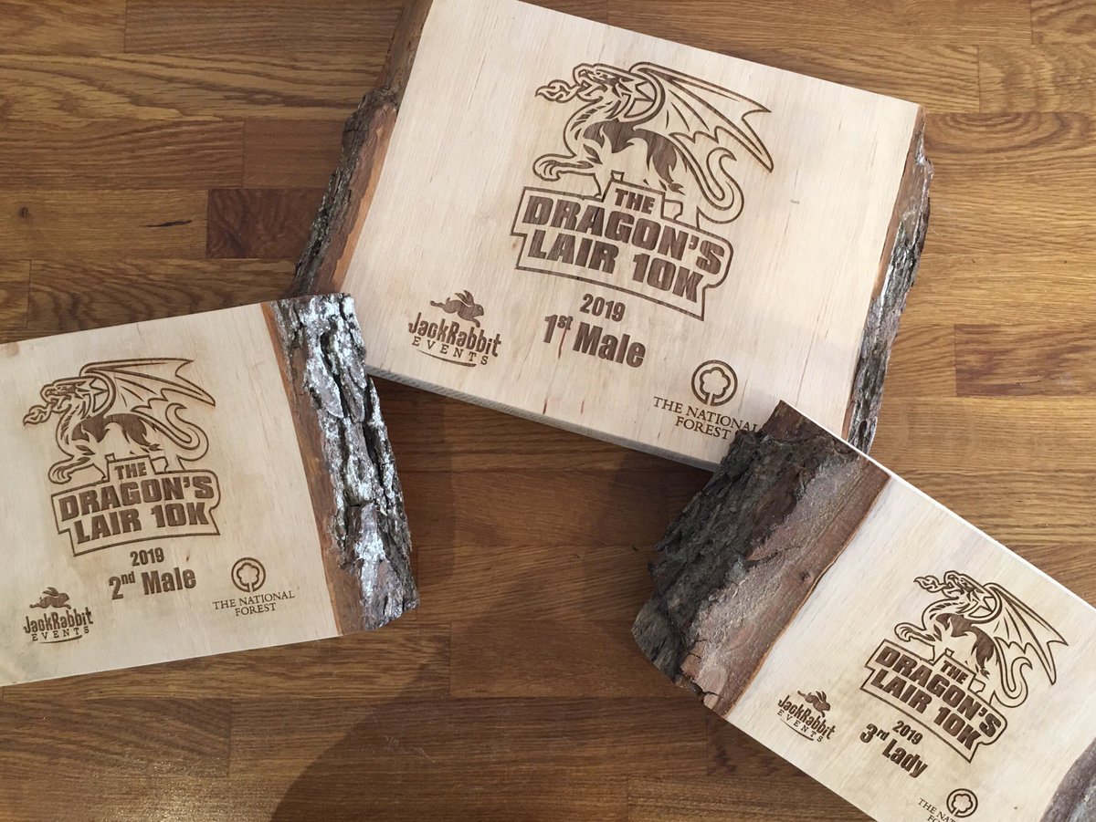 RunJackRabbit's tweet image. We love our new @NatForestCo #DragonsLair10K trophies, laser etched by @theTbirdShop #UkRunChat