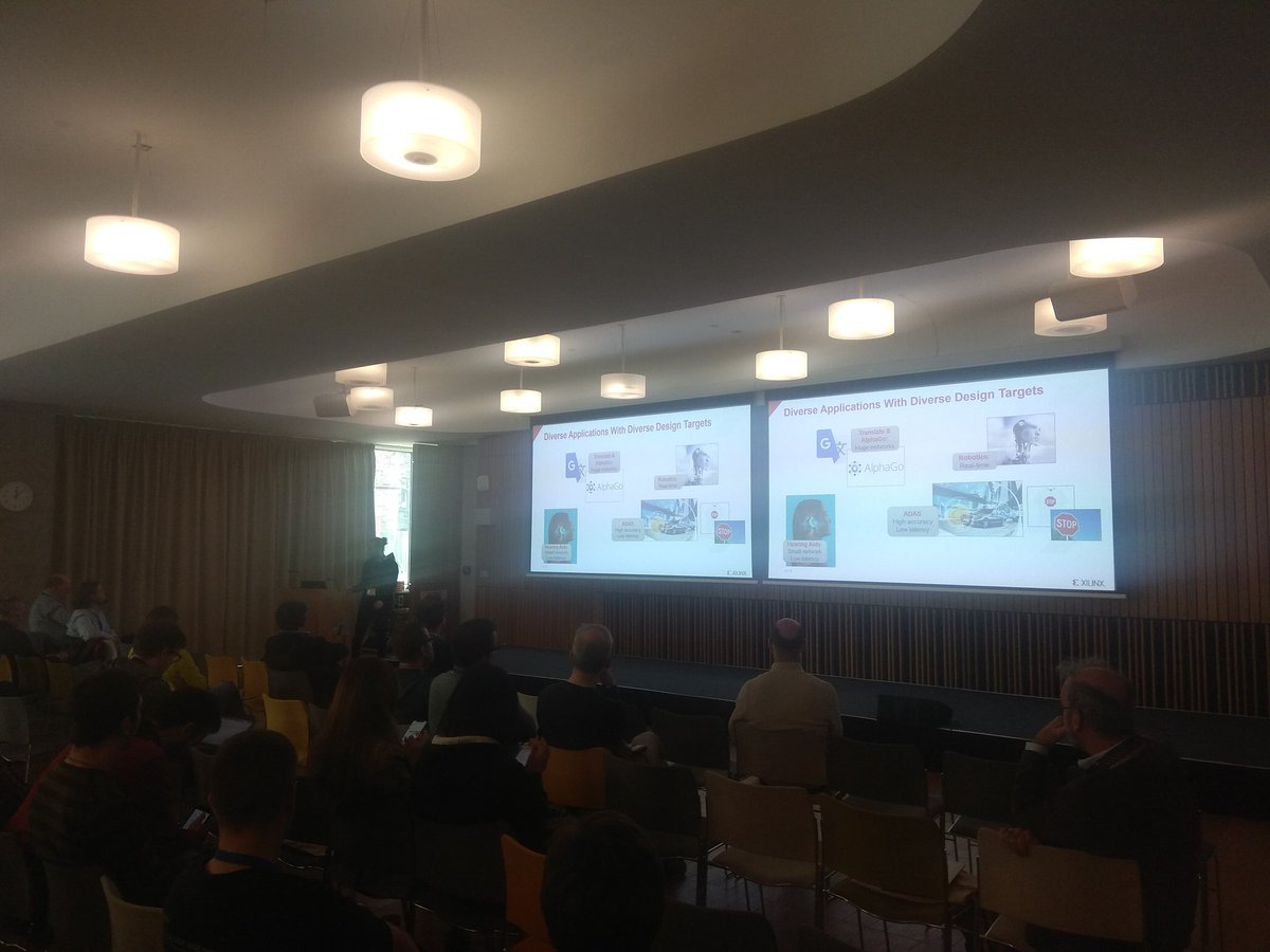 hipeac's tweet photo. Now Nick Fraser @XilinxEMEA is explaining how architectures need need to adapt to different #AI problems #neuralnetworks
#CSWSpring19 https://t.co/lgp9nbGVIH