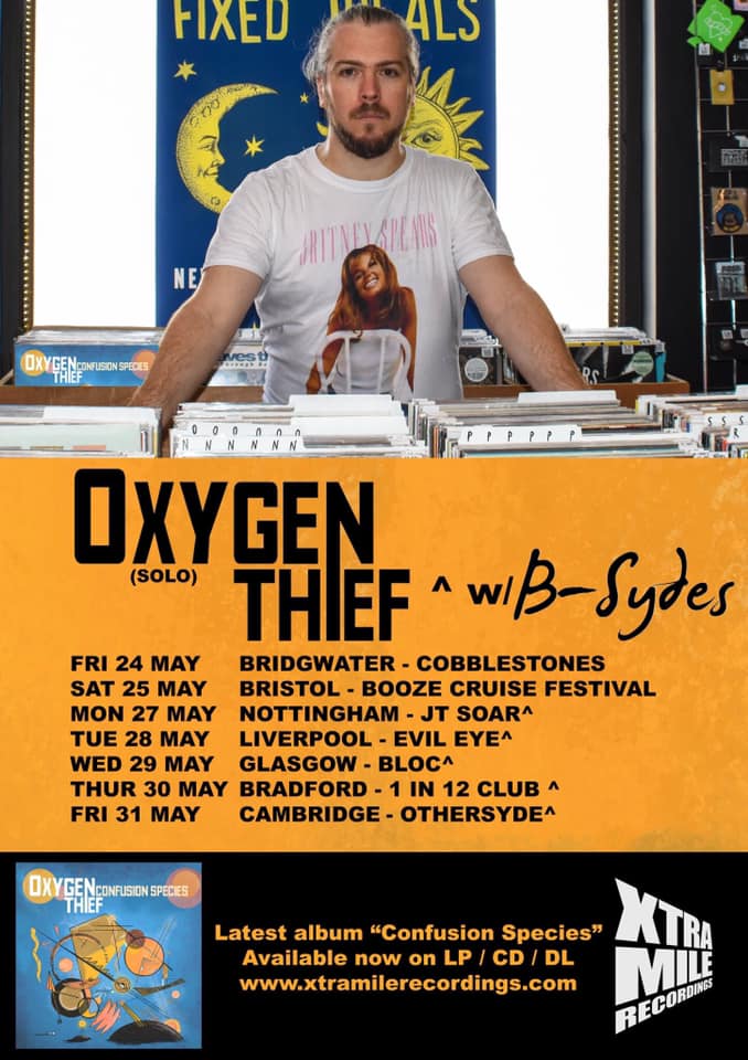 Next month <a href="/oxygenthiefYEAH/">Barry, from the "band" Oxygen Thief</a> and I hit the road!
Our first tour together! How special? Very. 
Got your ticket yet?
27/05- Nottingham - <a href="/JTSoar/">JT Soar</a>
28/05- Liverpool - <a href="/evileyeburritos/">Evil Eye Beer & Burrito</a>
29/05- Glasgow - <a href="/BlocGlasgow/">Bloc+</a> 
30/05- Bradford - <a href="/1in12club/">The 1in12 Club</a>
31/05-Cambridge - <a href="/TheOtherSyde/">Othersyde</a>