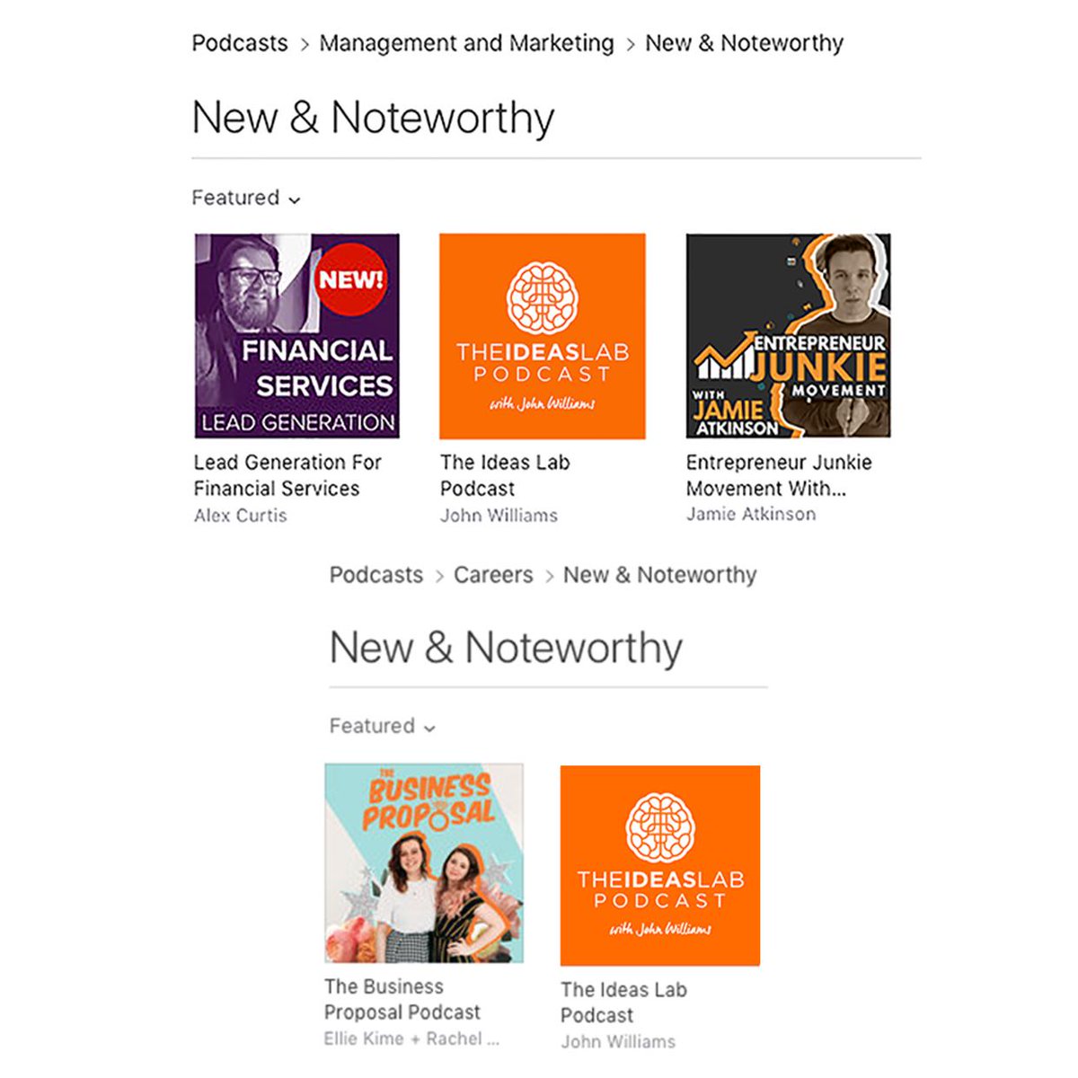 WoW! Our #podcast is being listed by @iTunesPodcast as #NewandNoteworthy in both #Careers & #Management & #Marketing!
#Thankyou for #subscribing 🙌😍 theideaslab.org/podcast  
@Damian_Barr  @saskia_nelson @SatNightAlright @jerrydmhyde @DanielPink @HarrietKelsall @JamieCattoLive