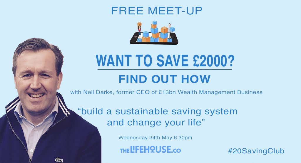 TheLifehouseCo's tweet photo. Tired of saving pennies, when you'd like to be saving thousands of pounds? How good would it feel to have £2k safely stashed away? We've created a meet-up group which might just change your life. Join here: https://t.co/8HYycLrYLd    #20SavingClub #savingmoney @Neil_Darke https://t.co/Q8xfx2rKw5