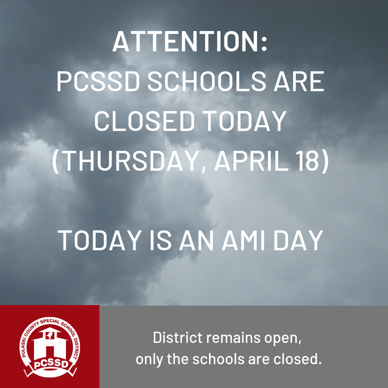 pcssdschools's tweet image. Schools are closed today due to flooding. The district offices are still open, only the SCHOOLS are closed. Superintendent Dr. McNulty has implemented an AMI day.