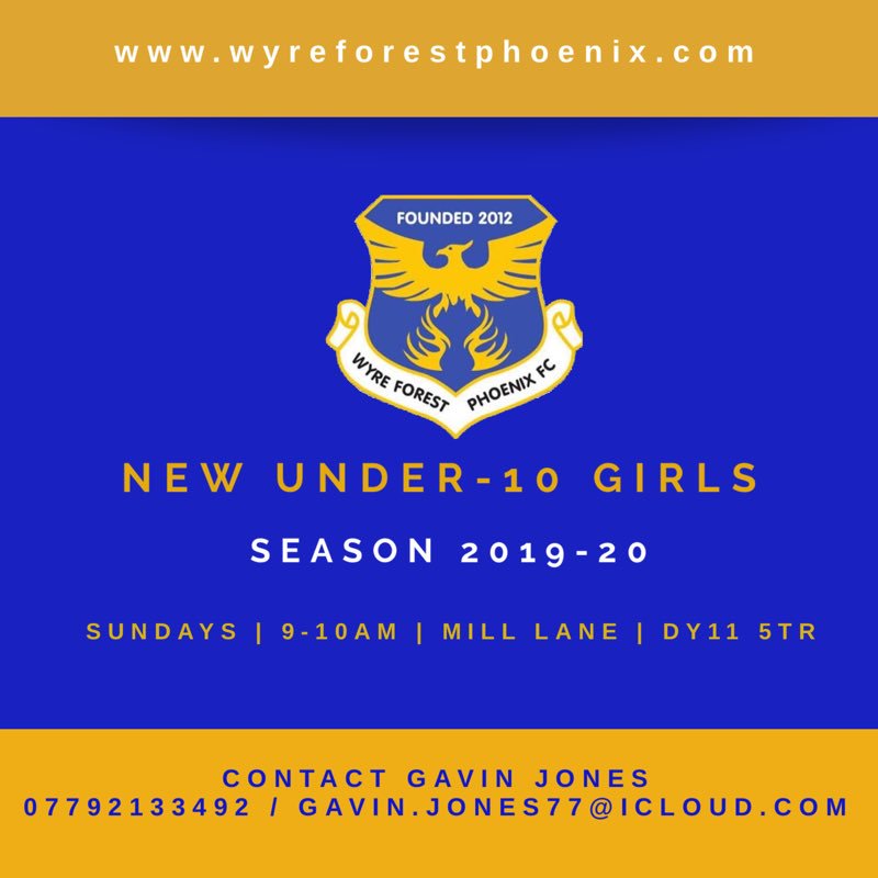 WyreForestPhoenixFC (@fcwyre) on Twitter photo Due to our successful <a href="/WFPWILDCATSSSE/">Wyre Forest Phoenix SSE Wildcats</a> centre we are looking to add a couple of players to a new girls team for next season. See poster for details please get in touch if interested. <a href="/WorcsFA/">Worcestershire FA ⚽</a> <a href="/KiddyHour/">#KiddyHour</a> <a href="/ksshuttle/">KidderminsterShuttle</a> Due to our successful <a href="/WFPWILDCATSSSE/">Wyre Forest Phoenix SSE Wildcats</a> centre we are looking to add a couple of players to a new girls team for next season. See poster for details please get in touch if interested. <a href="/WorcsFA/">Worcestershire FA ⚽</a> <a href="/KiddyHour/">#KiddyHour</a> <a href="/ksshuttle/">KidderminsterShuttle</a>
