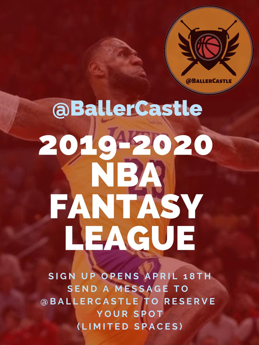 BallerCastle's tweet photo. The sign up for the BallerCastle 2019-20 Fantasy NBA League opens at 1:00 PM PST. Don't miss your chance to sign up! #NBA #NBAFantasy #LOVE #game #Basketball #dfs #NBAstats https://t.co/zwMSY35Co5