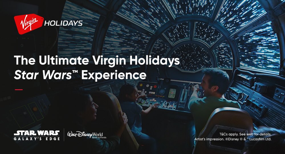 Live you Star Wars adventure in a galaxy far, far away with the Ultimate @VirginHolidays Star Wars experience! A limited and unique holiday package 2020. Grab your co pilot and find out more at your <a href="/TweetBluewater/">Bluewater</a> store today! 03445574783
