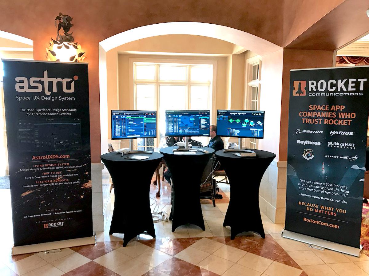 RocketUXDesign's tweet photo. Thank you to everyone who came by the #OrbitLounge at #SpaceSymposium last week! The Rocket team had a great time meeting everyone and sharing our work on Astro, the UX Design System for #SpaceApps. Learn more at https://t.co/lB4PGVfkpa 🚀 #AstroUXDS @SpaceFoundation @AFSpace https://t.co/QnW7SoqpzI
