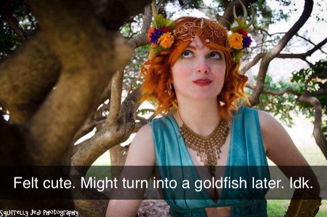 ok_cosplay's tweet image. Felt cute. Might turn into a goldfish later. Idk. 

Some meme fun! 
📸: Squirrelly Jedi Photography 

#criticalrole #criticalrolecosplay #keyleth #keylethcosplay #keyfish #voxmachina