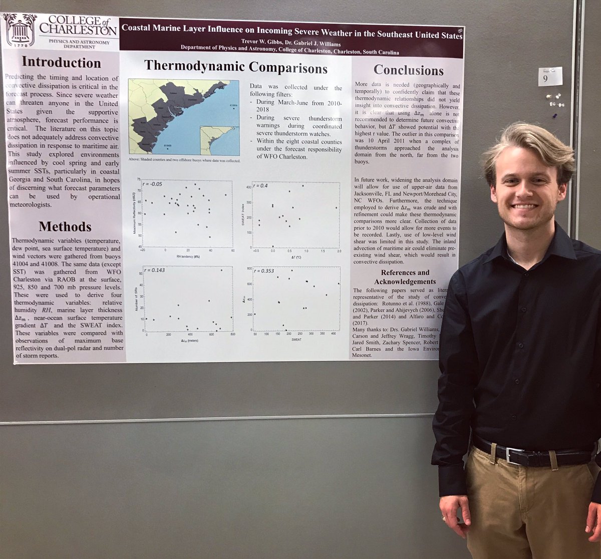 cofcwx's tweet image. Three of our seniors are presenting research today at the @CofCSSM poster session! #metstudents #cofcwx