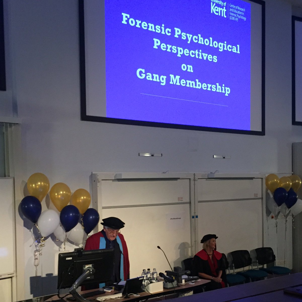 KatieSambrooks's tweet photo. On to the main event of the day: the Inaugral lecture of @ProfJaneWood #ProfWoodGangs @core_fp @KentPsychology @UniKent https://t.co/62vm916au3