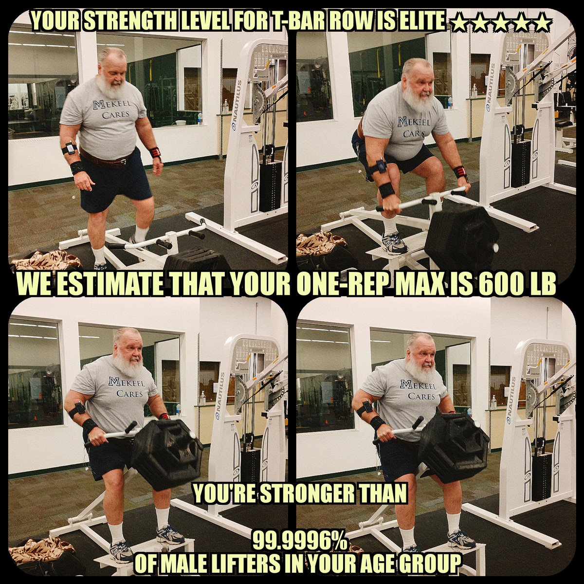 pr_barnett's tweet photo. PB T-BAR ROWS
200 lbs. ร 60 reps
65 yrs; April 18, 2019
(Phil 4:13) I can do all things through Christ which strengtheneth me.
#nopeds #nosteroids #nosteroidsneeded #allnaturalmale https://t.co/1EUTtLgFeB