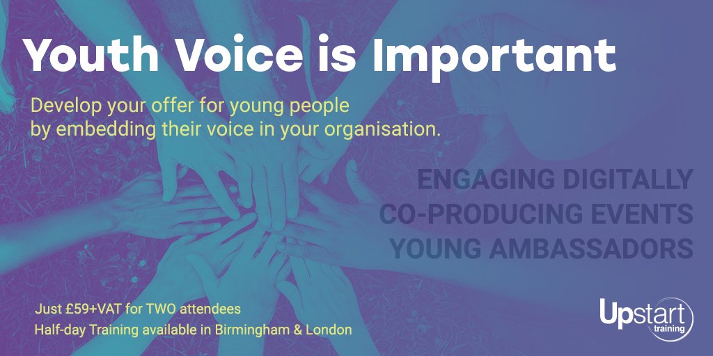 upstartprojects's tweet photo. Want to develop your youth voice representation? We’d love to help you - book now for #birmingham on 21 May or #London on 5 June - https://t.co/bXAlCTHsNa https://t.co/03PUneLSSW