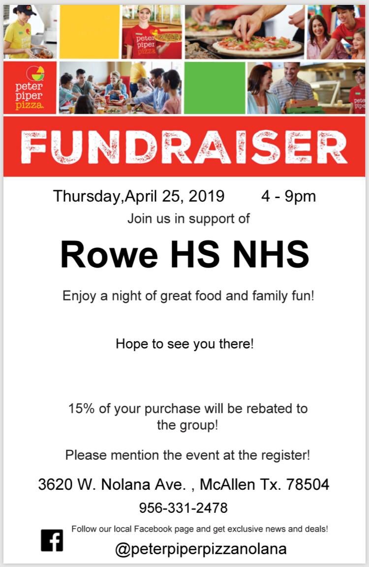 Rowe_NHS's tweet photo. Make sure to join us April 25th at Peter Piper Pizza for our NHS Fundraiser! https://t.co/3LcaAlfSgL
