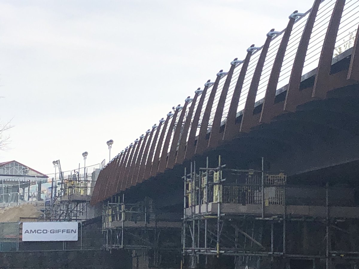 Lots of cyclists and pedestrians using #ScarboroughBridge - doing the same as me - not going into the station but wanting to view! Looks great even before full completion #York #bridge #station