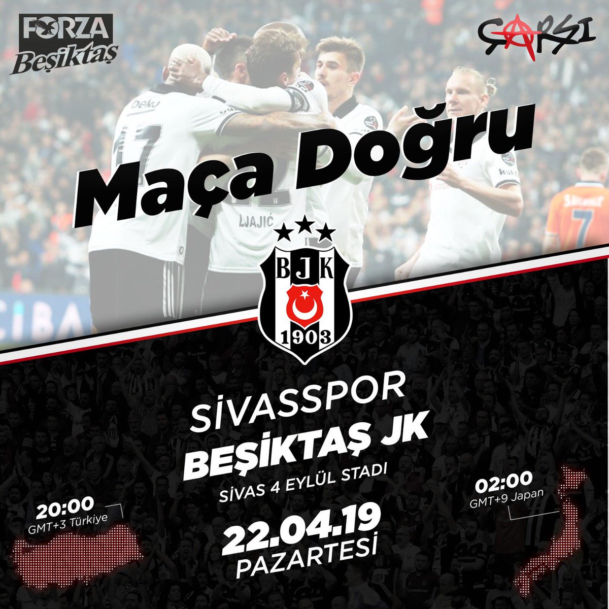 Beşiktaşımız Süper Lig 29. haftasında Sivasspor ile deplasmanda karşılaşacak.
İnanıyoruz, güveniyoruz,
Zafer bizim olacak!
#ZafereKanatlan #Beşiktaş