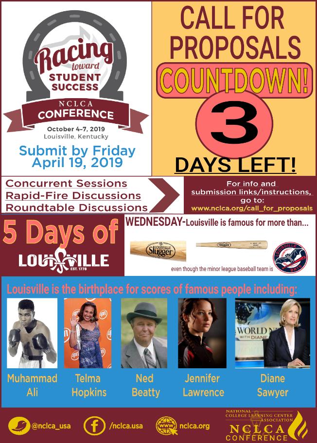 You, too, can be famous!! Join <a href="/NCLCA_USA/">NCLCA</a> in <a href="/gotolouisville/">Louisville Tourism</a> for #NCLCA2019 Conference! Our Call for Proposals closes tomorrow, Friday 4/19 - SUBMIT TODAY! Here's yesterday's Louisville DYK!