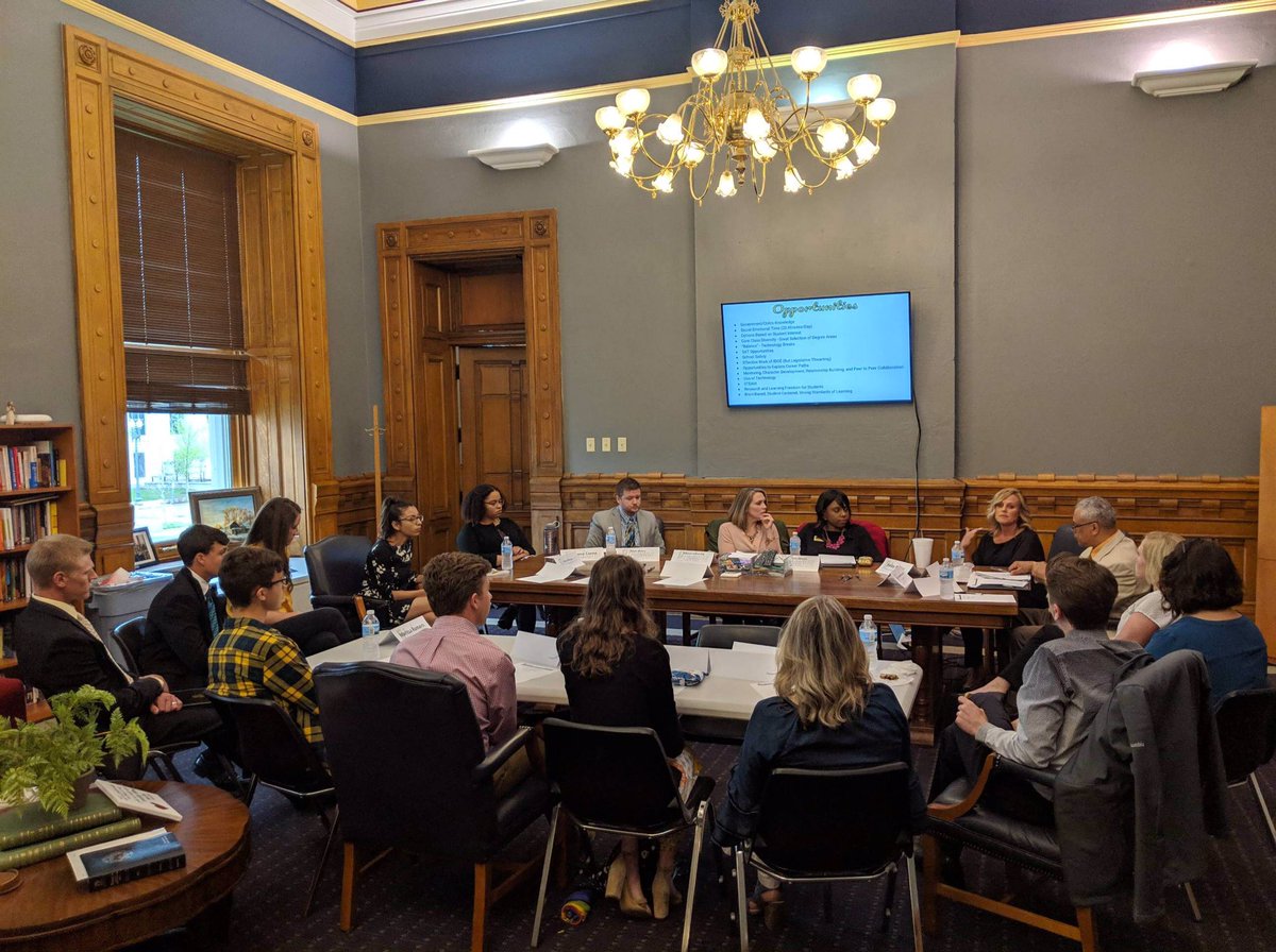 EducateIN's tweet photo. Dr. McCormick hosted a joint meeting of our Teacher &amp; Student Advisory Groups today. IDOE prides ourselves as facilitators of stakeholder input. In addition to these two groups, we have many other advisory groups to inform decision making. Everyone deserves a voice! https://t.co/S5Fx47rIom