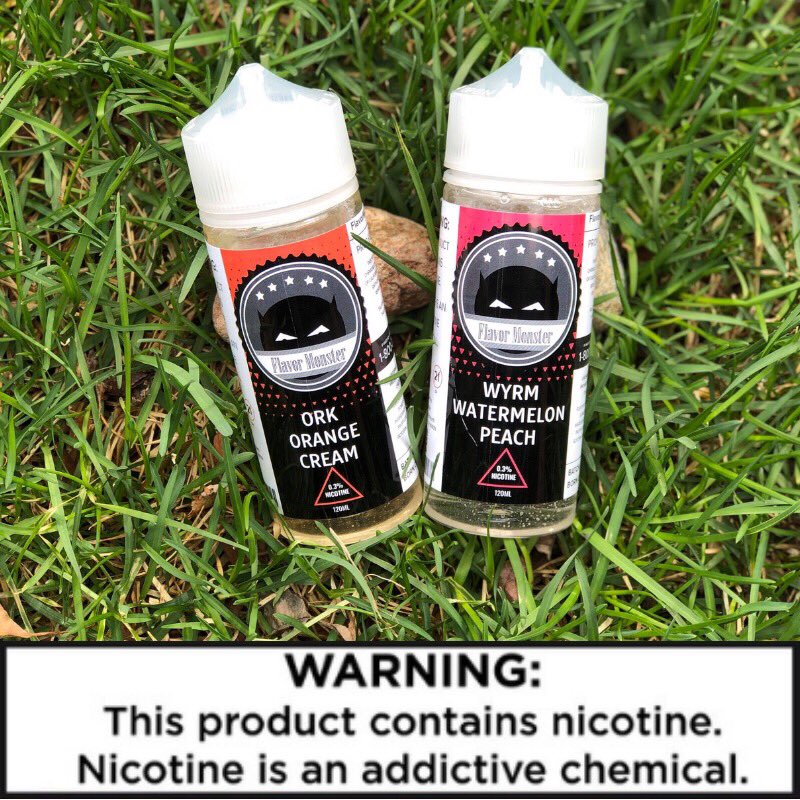 FlavorMonster's tweet photo. Summer weather is here so why not celebrate with our newest flavors! Ork- Orange Cream and Wyrm- Watermelon Peach! 
#summer #yum #treats #vapenation #vapecommunity #vapingfresh #vapeporn #ejuice #eliquid #vapeshop #vapestore #handcheck https://t.co/iOa6SEDq1z