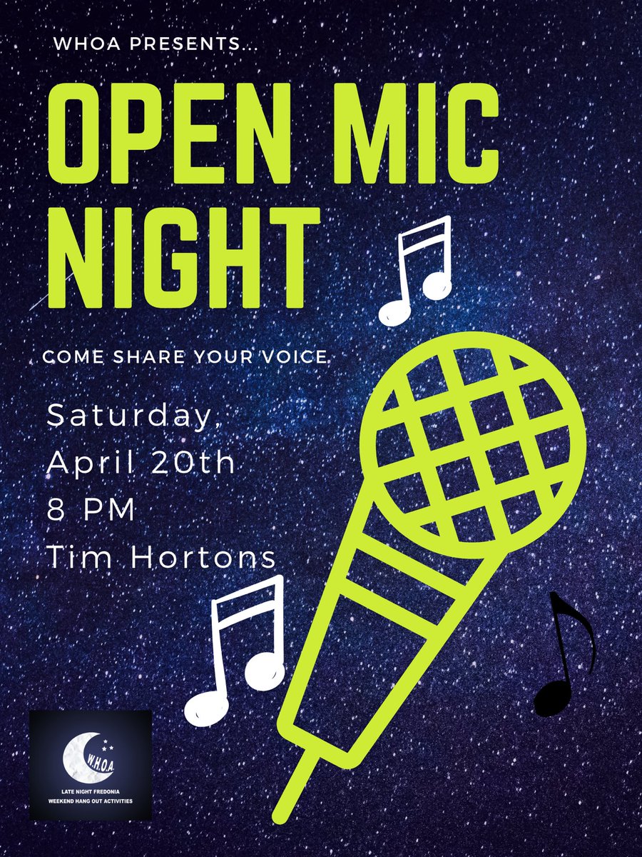 Whether you love to sing or love to hear others sing, come to WHOA’s Open Mic night this Saturday at 8pm!🎤 Enjoy some refreshments and great music!🎼