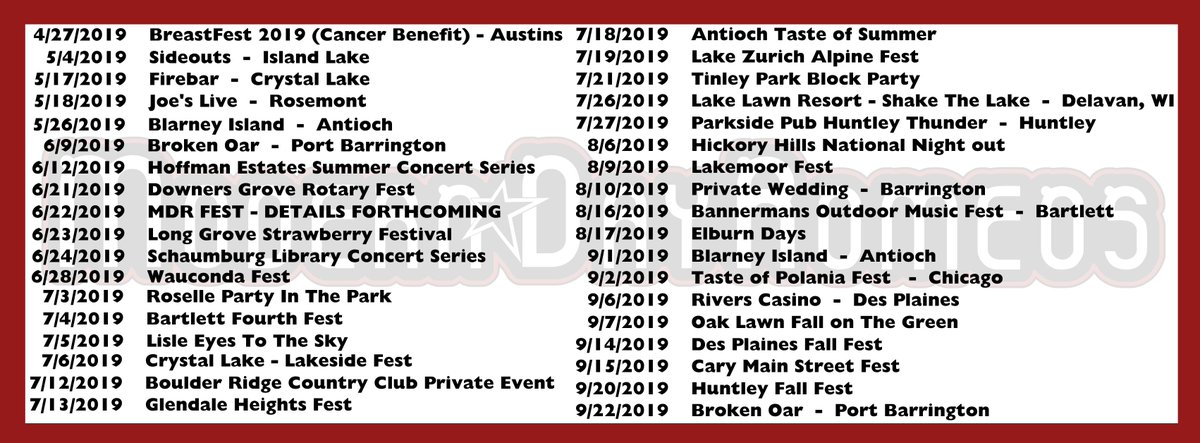 MDR Summer Schedule 2019!