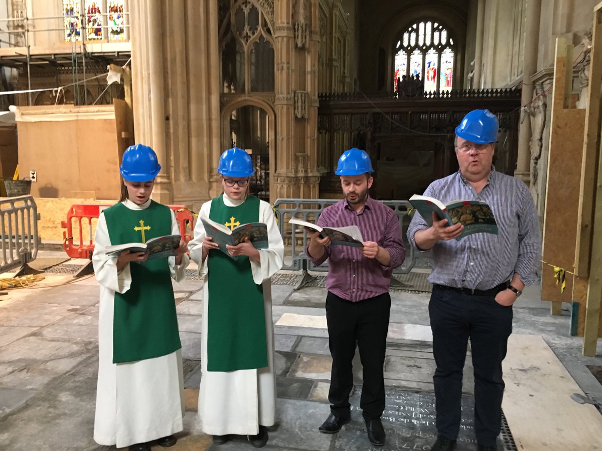 shean_bowers's tweet photo. Rehearsing Allegri’s Miserere with this year’s quartet from within the Footprint east end refurbishment ⁦@bathabbey⁩ - we decided it was better to be safe than sorry... https://t.co/Pm1BOlMuoh