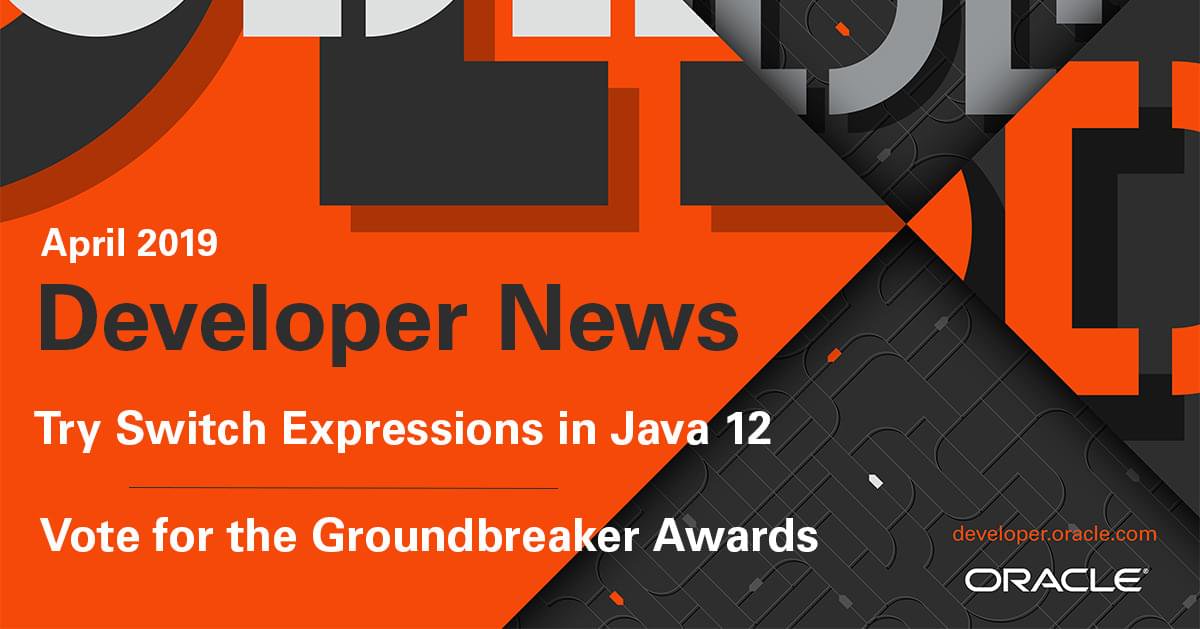 OracleDevs's tweet image. As you may already know, #Java12 is here! Check out switch expressions, which can replace spaghetti if-then code. And don&apos;t forget to vote for the next #GroundbreakerAward by April 19! More news here: ora.cl/pR76J