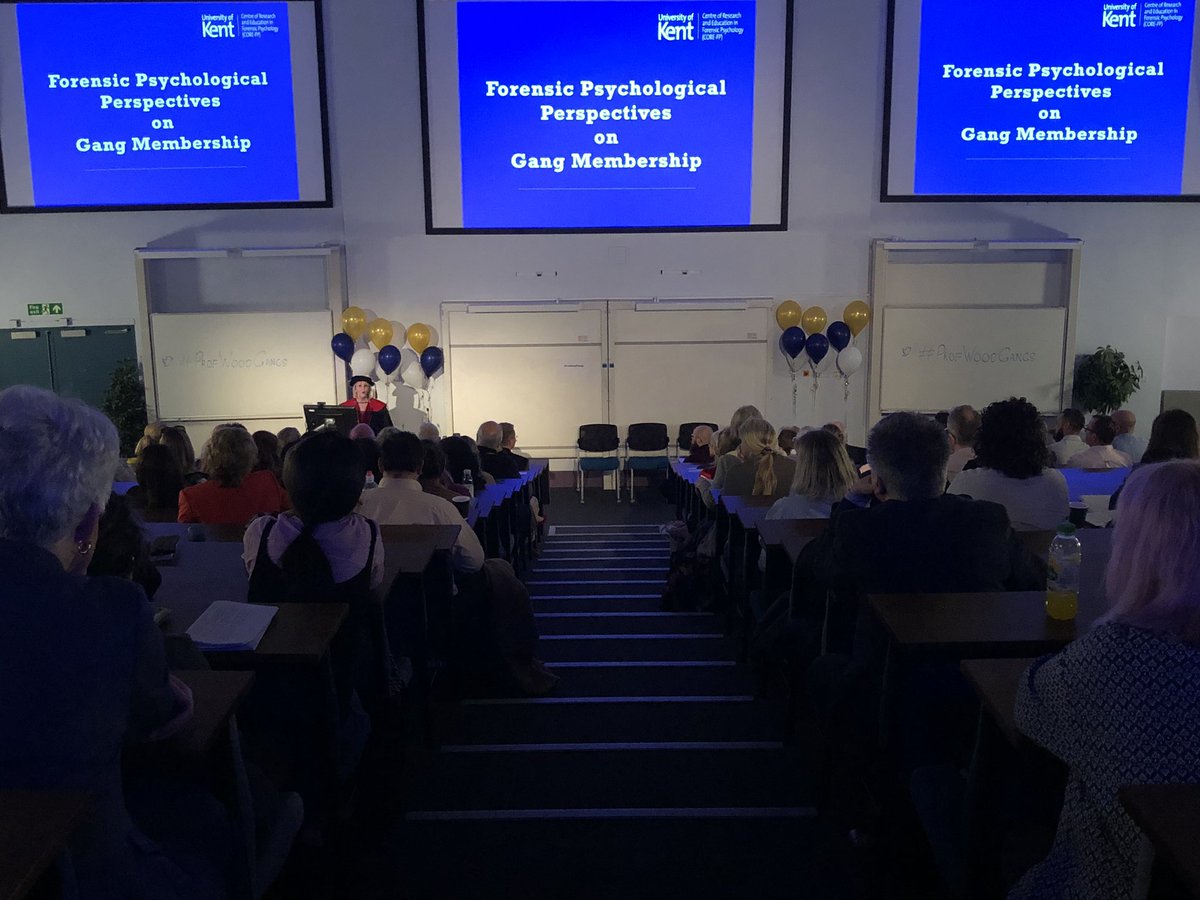 Hales_Samuel's tweet photo. This is it—the culmination of 7+ months of planning and, more importantly, several years of great research and teaching. Congratulations @ProfJaneWood! #ProfWoodGangs #InauguralLecture @UniKent @KentPsychology @core_fp https://t.co/XUYkvgoQuB