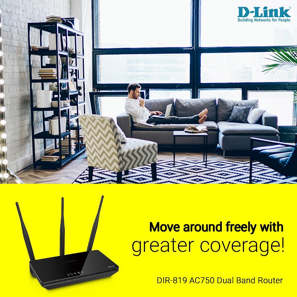 DLink_India's tweet image. Nobody likes a Wi-Fi network that keeps you on a leash!
Consume data from a greater distance with the wide coverage of our DIR-819 AC750 Dual Band Router.

#widecoverage #dualband #wirelessnetwork #highspeed #dir819 #newlauch #linkinbio #shopnow #dlinkindia