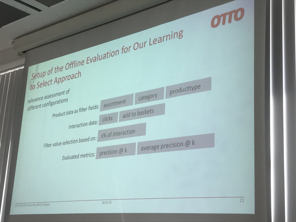 iFromm's tweet photo. ‘Learning to select’ approach applied at https://t.co/YdXOci6mQT to generate filters #ECIR2019 #Industryday https://t.co/myak1hiR7u