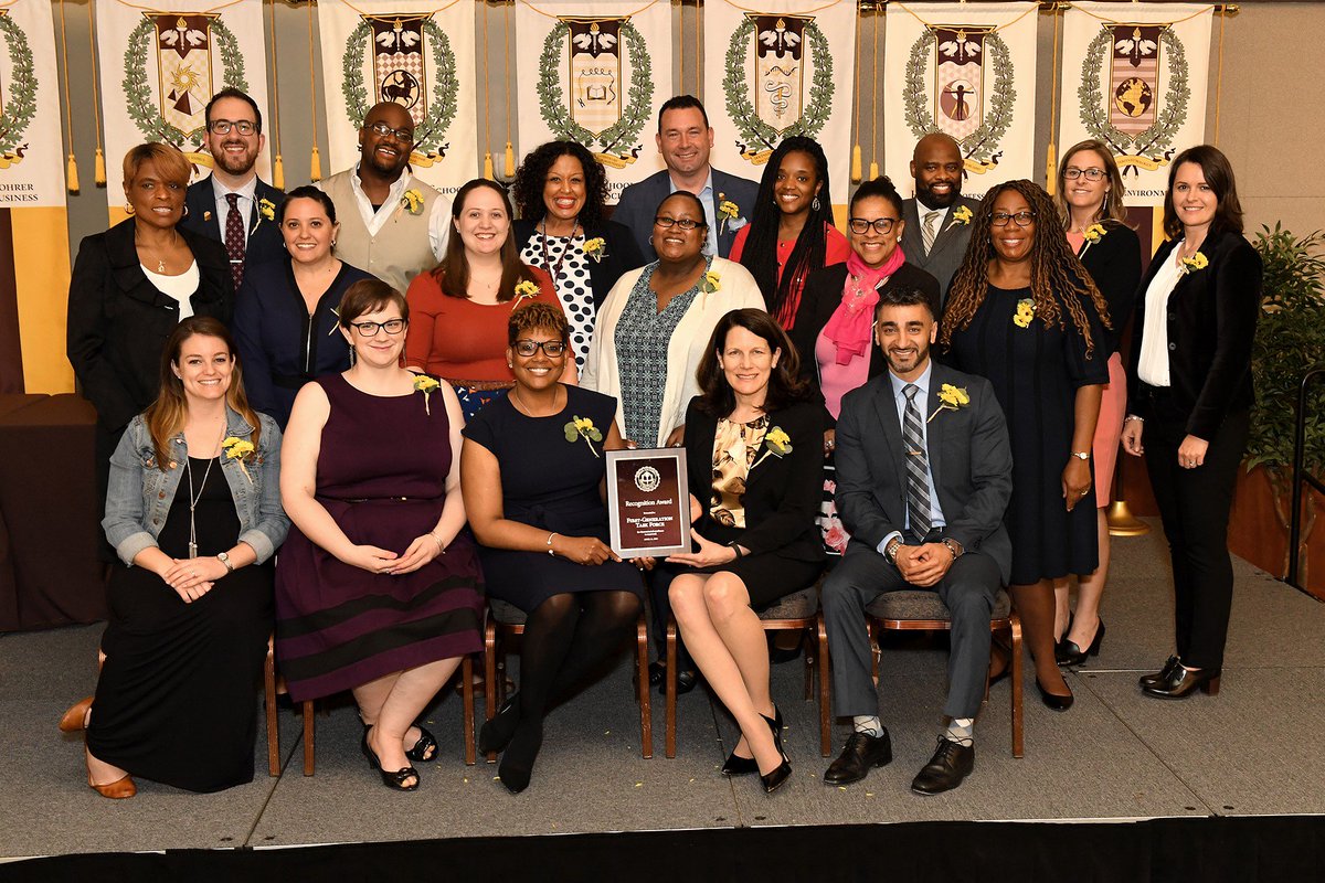 RowanFlying1st's tweet photo. On Thursday, April 11th, members of the First-Generation Task Force (creators of the Flying First program) gathered at the 2019 Celebrating Excellence Awards ceremony to receive the team honor for Teamwork! #RowanFirstGen #RowanPROUD https://t.co/PCoFcl6i3T