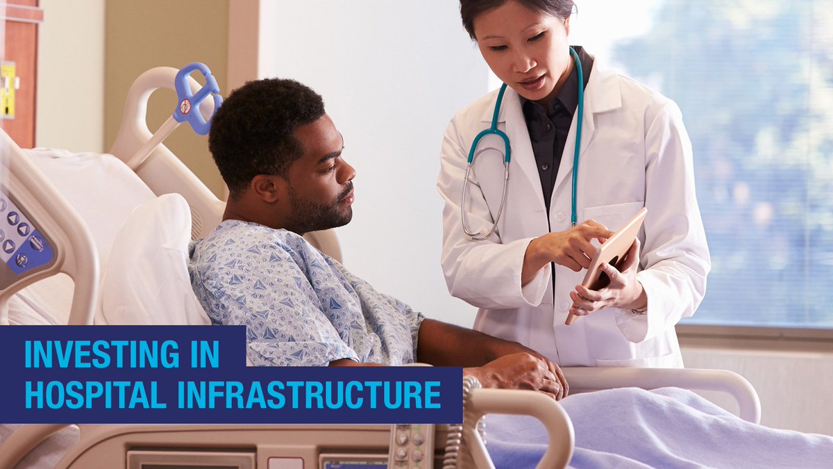 Doctor talks to a patient. Image text "Investing in hospital infrastructure "