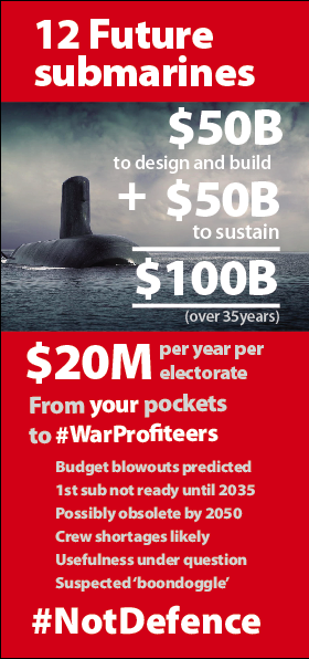 wagepeaceau's tweet image. Tell your candidates you don’t want your taxes going to #WarProfiteers What could your electorate do with $20m per year over 35 years? This is just one of the #boondoggle projects - we don’t need #MakeWork we need real jobs in a #ClimateEconomy  #WagePeace #DisruptWar