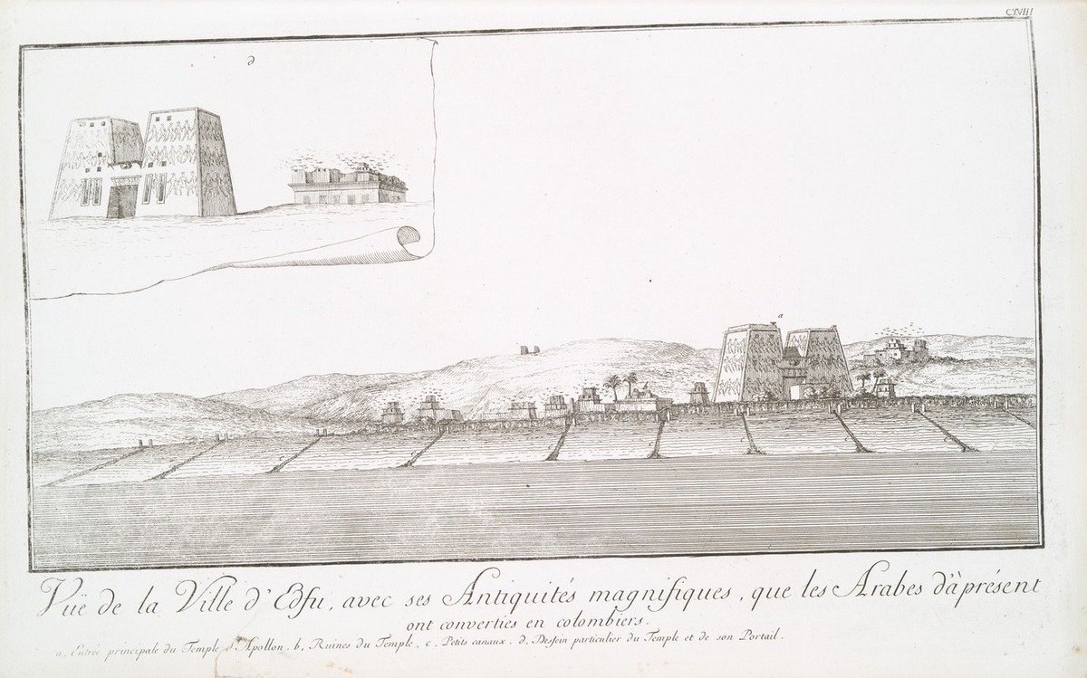 The earliest image I've found -- an 18th century drawing from Fredrik Ludwig Norden -- shows mudbrick houses not only around the temple but *on the roof of the hypostyle hall* (the opposite end of the temple from the pylon). https://digitalcollections.nypl.org/items/510d47d9-65ed-a3d9-e040-e00a18064a99