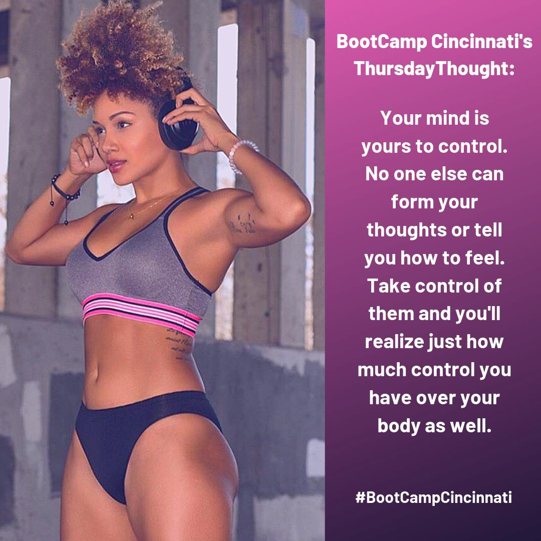bootcampcincy's tweet photo. #ThursdayThought You are the master of your domain so why not exercise your power & change your life for the better? You'll be surprised how simply changing the way you think about yourself can also change the way you take care of yourself β¨ #BootCampCincinnati #MentallyFit #tbt https://t.co/ej2WExMztA