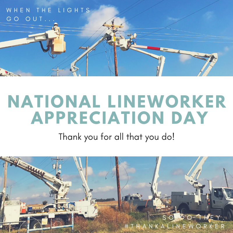 CKenergyEC's tweet photo. Today we are celebrating the men and women who continuously strive to reliable electric power to cooperative members, not only here in Oklahoma, but across the nation. Thank you for all that you do! #thankalineworker https://t.co/7VJqsHANMY