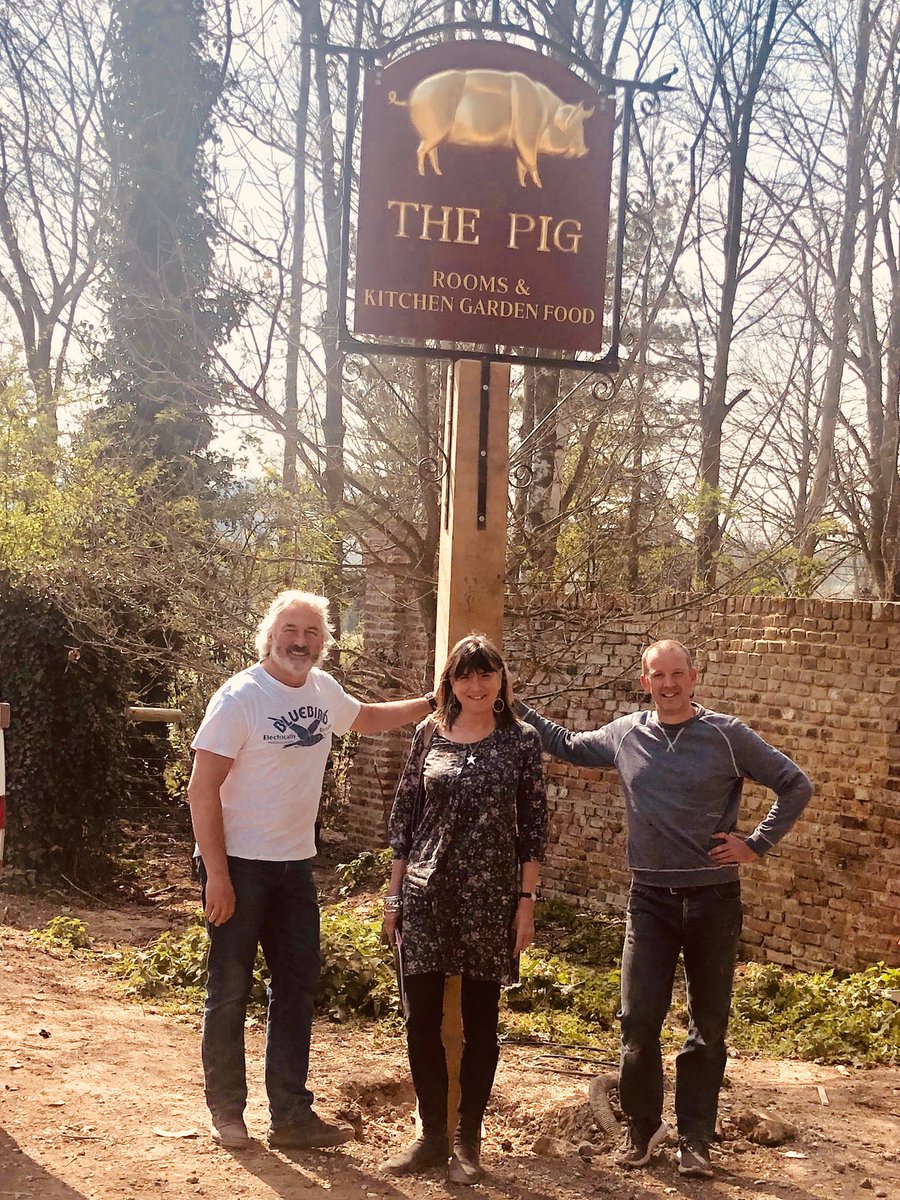A big moment for any project happy to have our new sign up ⁦<a href="/The_Pig_Hotel/">THE PIG</a>⁩ at Bridge Place made by our great sign maker Dan ⁦<a href="/hutson_judy123/">Judy hutson</a>⁩ ⁦<a href="/TekneShopfit/">Tekne Shopfitting</a>⁩ one week to go!
