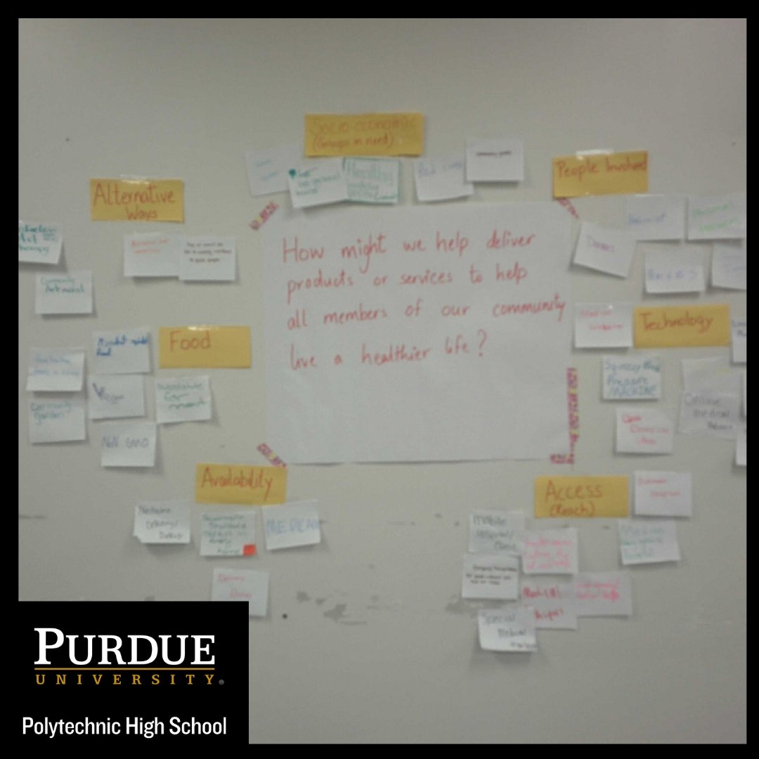 PurduePolyHS's tweet image. Our #PPHS students are working on the #ChallengeQuestion &quot;How might we deliver products or services to help all members of our community live a healthier life?&quot; Sound like a real-world problem? That&apos;s because it is.  Do you have what it takes to join #PPHS - What&apos;s your solution?