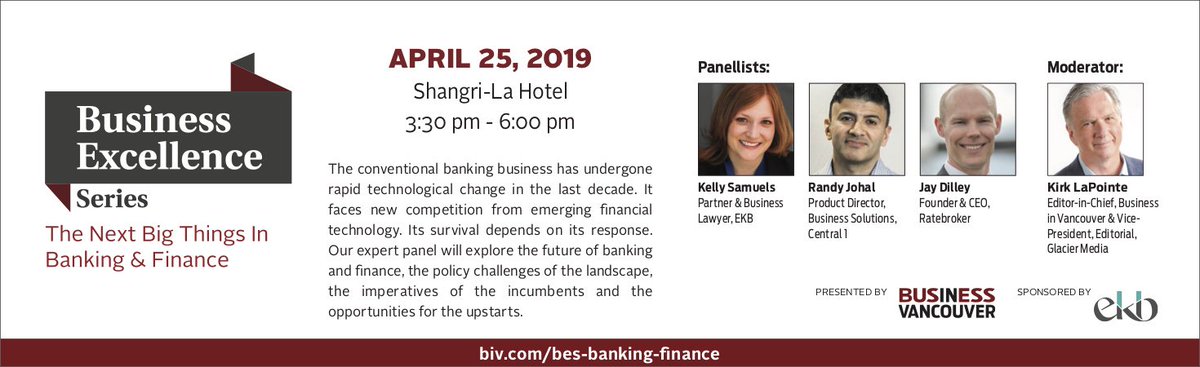 ratebrokerca's tweet photo. #1 week til The Next Big Things in Banking &amp; Finance @ratebrokerca @jay_dilley will be talking #Bankruption on @BIVnews Panel Use our code BES2019 for a discount! https://t.co/p656f91DQ1  #vancouver #bankruption #banking #finance #bctech #tech #insurtech #lending. https://t.co/gsR5MdEeBE