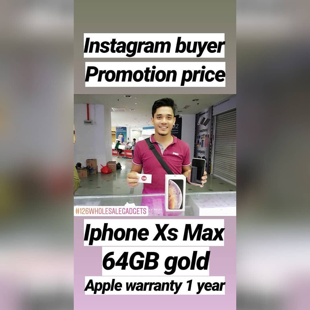Semalam punya customer🔥. Customer ni beli iphone Xs Max 64GB Gold. Last minute datang pun tkpe, janji customer happy bawak balik phone baru😘. Harga jangan cakap, sebab memang murah gila dari harga apple store. Warranty pun by apple, tak perlu pening kepala😁.