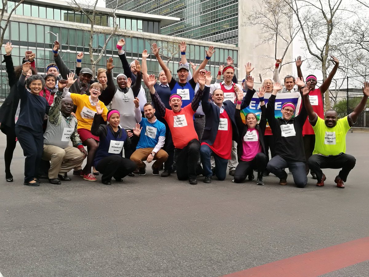 BodoEllmers's tweet photo. As negotiations on #TackleDebtCrises begin at the United Nations #FFDForum, activists from all world regions call for immediate #debtworkout to save lives and the #SDGs. https://t.co/1OF2F68zUx