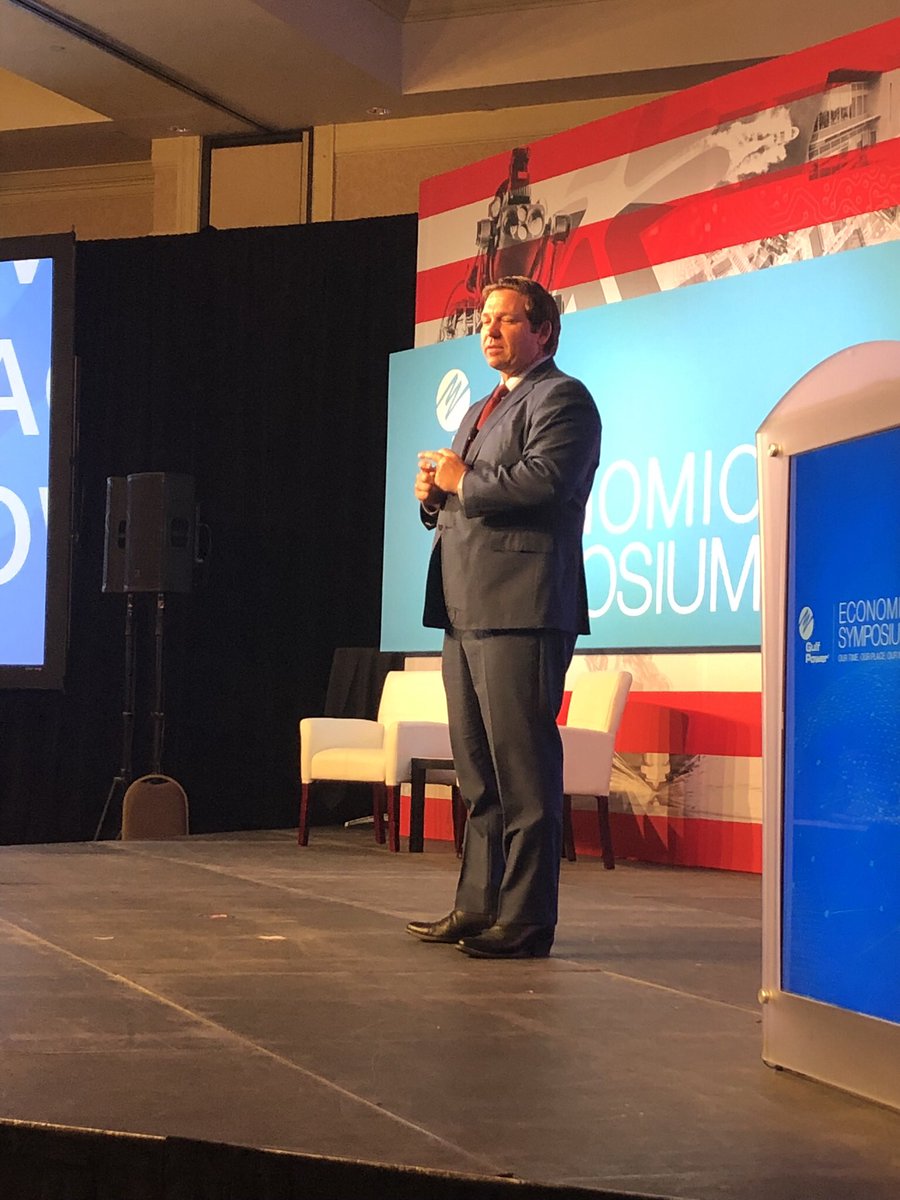 jennmcfarren's tweet photo. Listening to @GovRonDeSantis open day 2 of @GulfPower’s Economic Symposium. #oneNWFL https://t.co/wO7B4dLUDR
