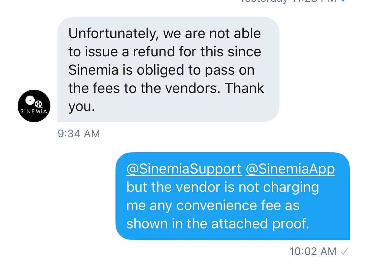 puneeth2409's tweet photo. @SinemiaSupport @SinemiaApp this is the response I get from you guys.Really😡😡😡 in the proof attached it clearly states the vendor is not charging me the convenience fee but still you guys are replying in this manner.Clearly you guys don’t see what your customer has attached😡 https://t.co/qMEDwLkE5Z